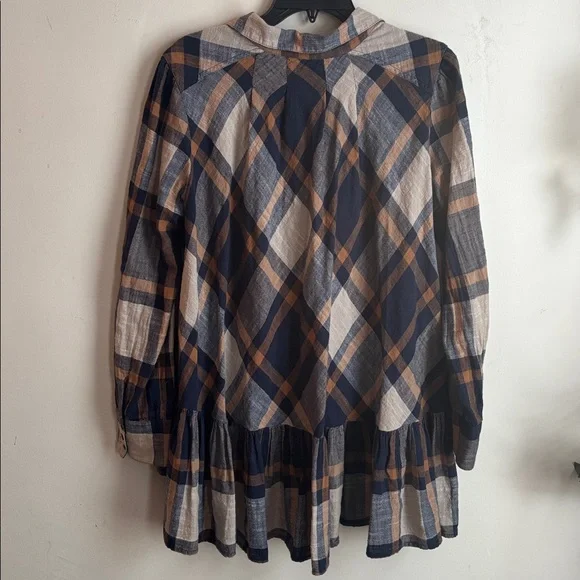Free People | Peppy Plaid Oversized Button Down Tunic Sz M - Picture 10 of 10